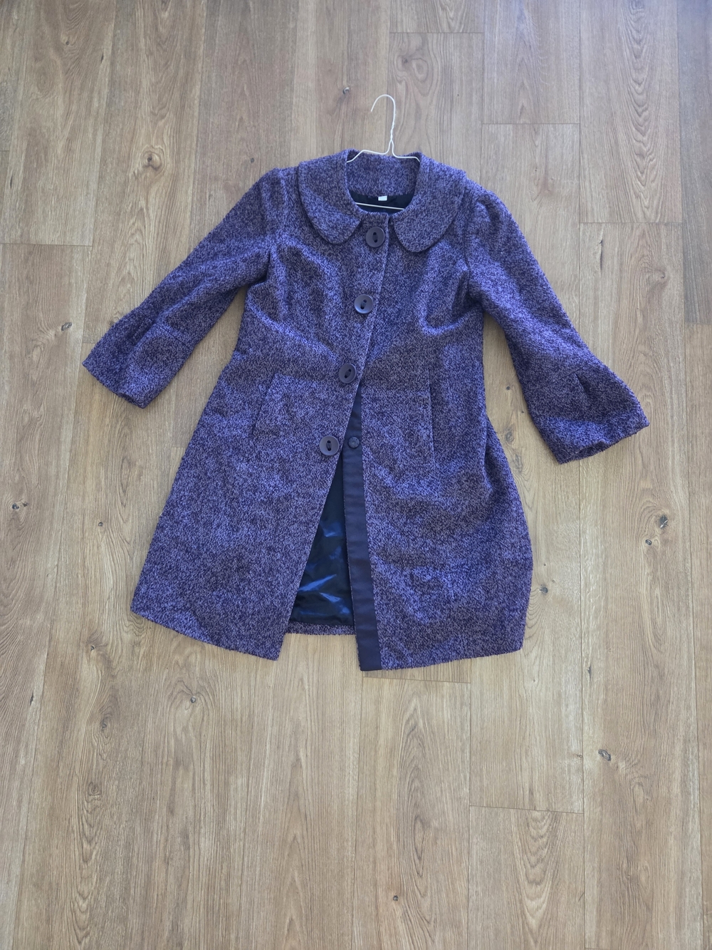 Women's Talbots Purple Bouclé Button-Front Coat